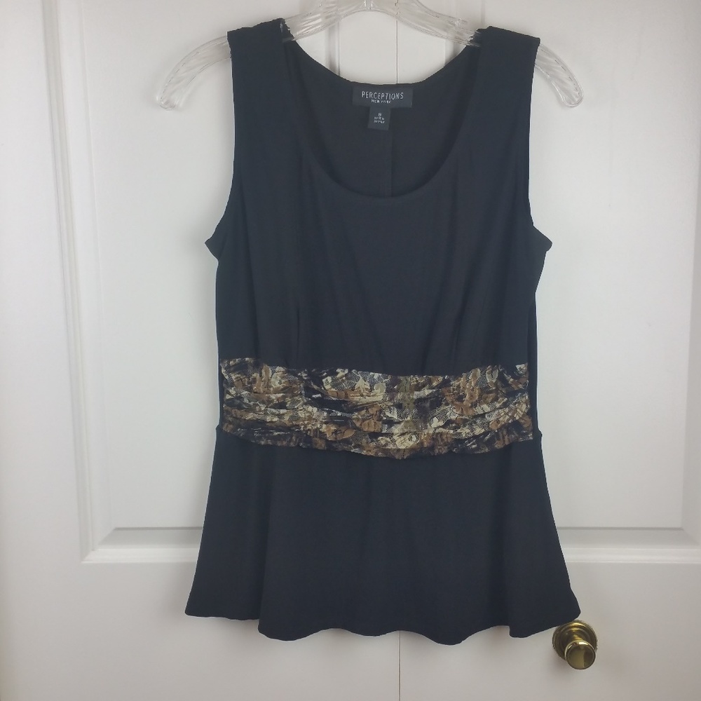 Perceptions Brown Sleeveless Blouse Tank 8 EUC